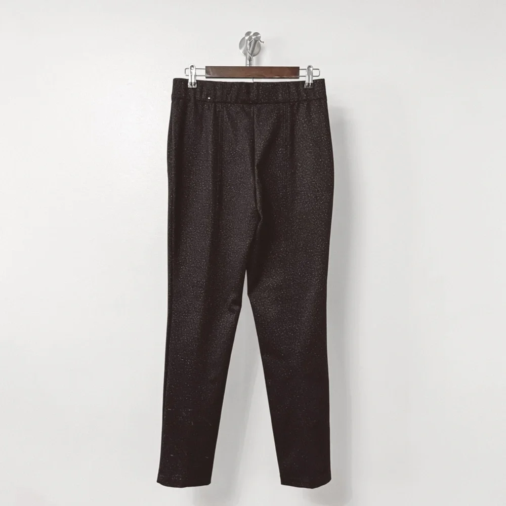 Thalian Jena Slim‎ Fit Ponte Holiday Chic Dress Pant Black Gray 8
